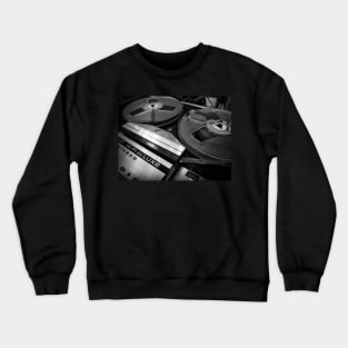 Old magnetophone in black and white Crewneck Sweatshirt